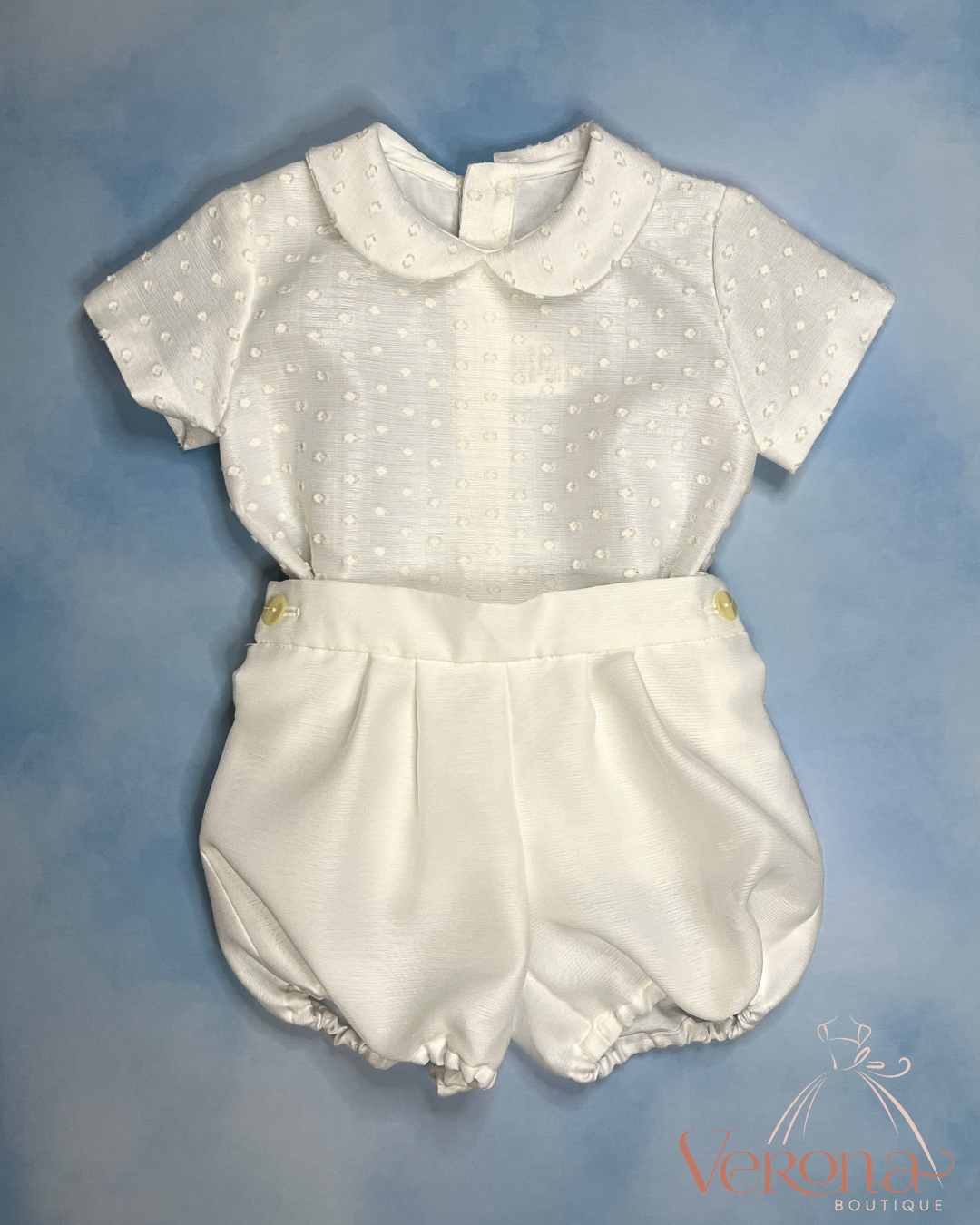 Baby Boy Outfit - White Shorts Two-piece Set