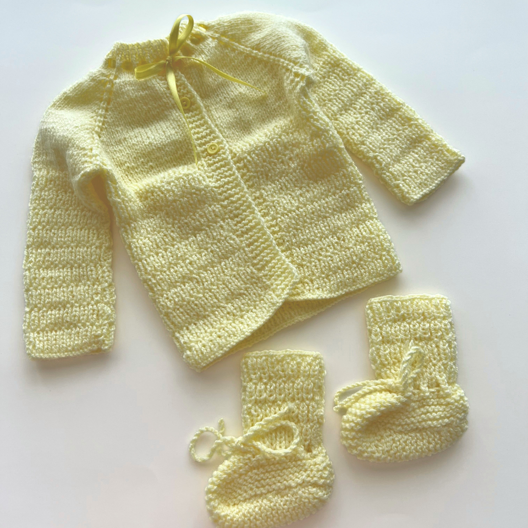 Baby Crochet Sweater and Socks - Yellow