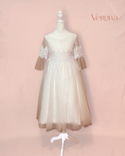 First Communion Dress - Lace detail sleeves