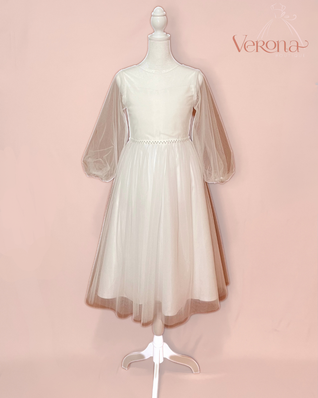 First Communion Dress - Tulle Sleeves