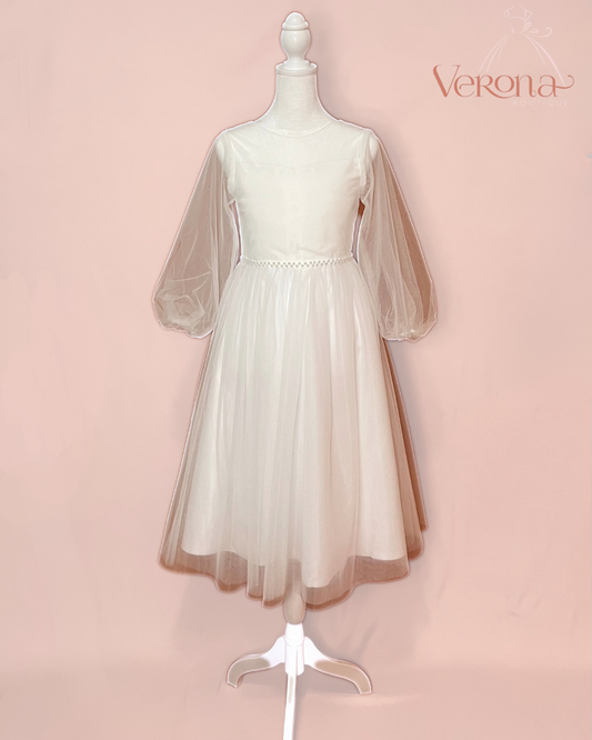 First Communion Dress - Tulle Sleeves