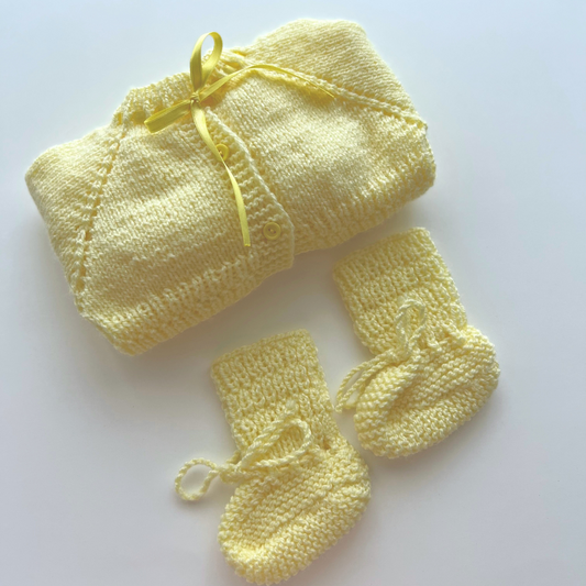 Baby Crochet Sweater and Socks - Yellow