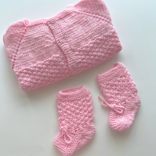 Baby Crochet Sweater and Socks - Pink