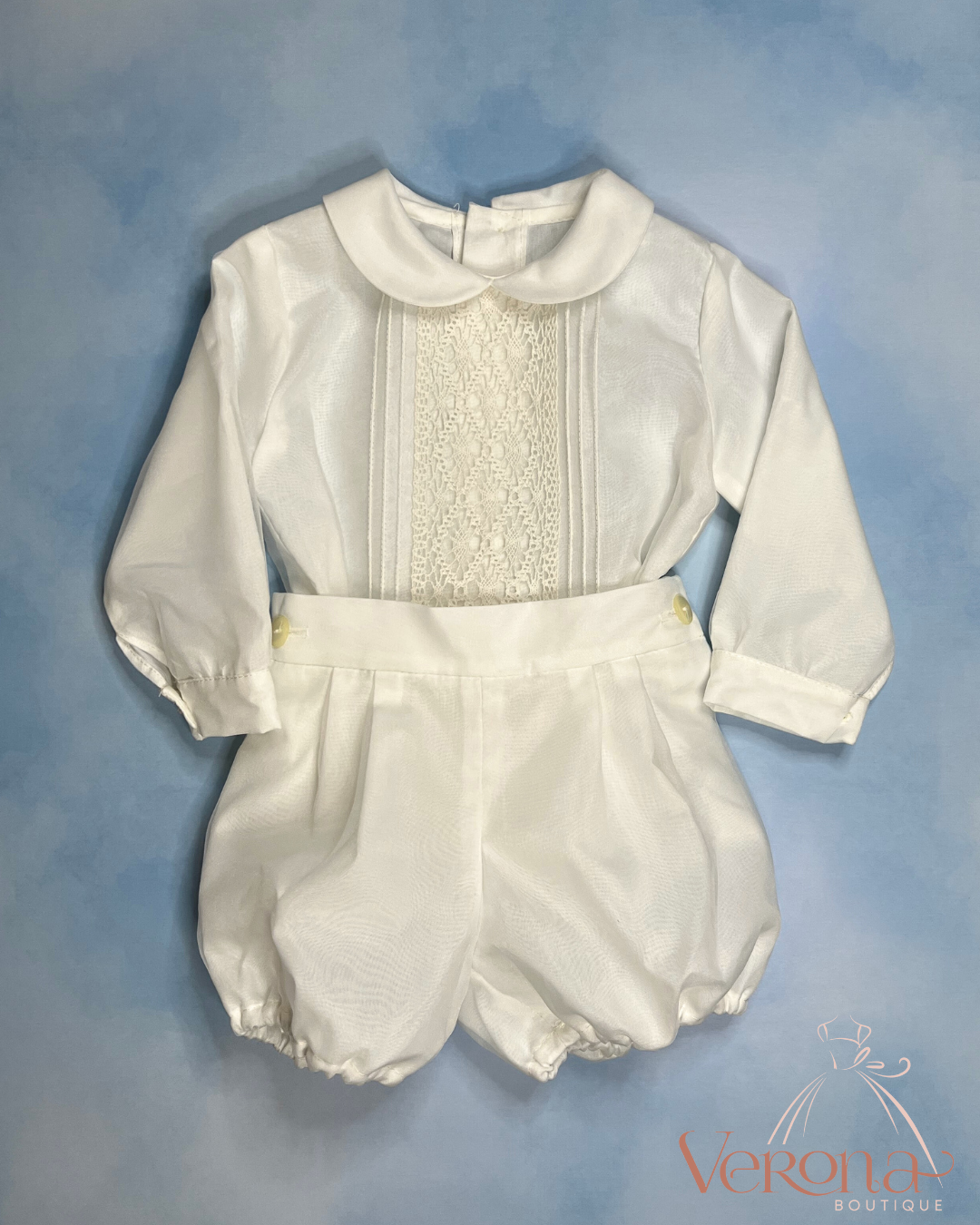 Baby Boy Outfit - Off-White Long Sleeve and Shorts Two-piece Set