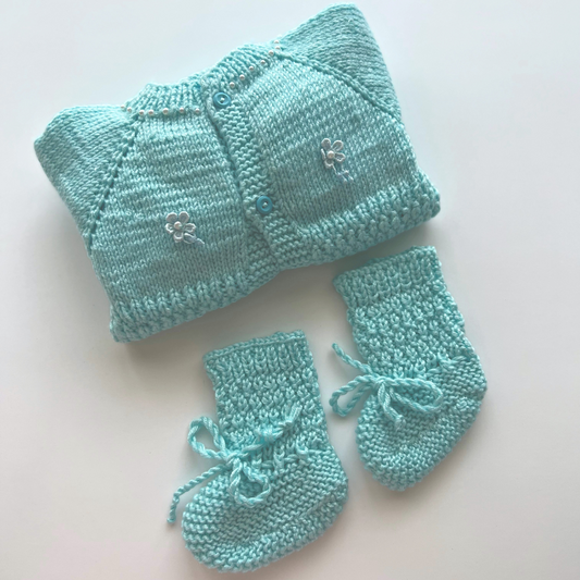 Baby Crochet Sweater and Socks - Blue